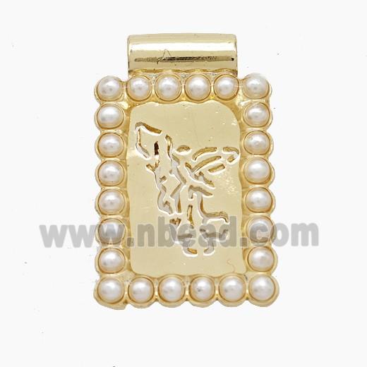 Copper Pendant Pave Resin Pearlized, Gold Plated