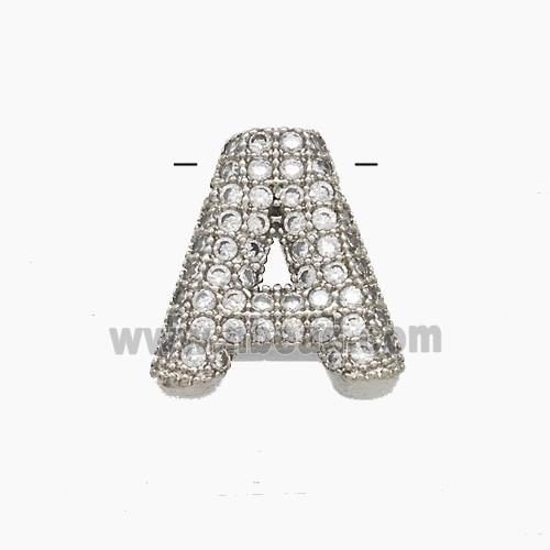 Copper letter Pendant Pave Zircon, Platinum Plated