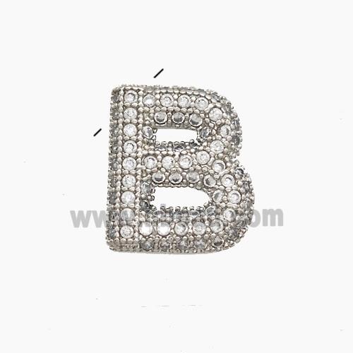 Copper letter Pendant Pave Zircon, Platinum Plated