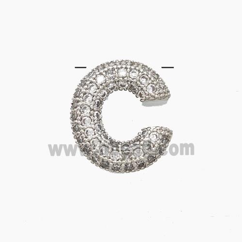 Copper letter Pendant Pave Zircon, Platinum Plated