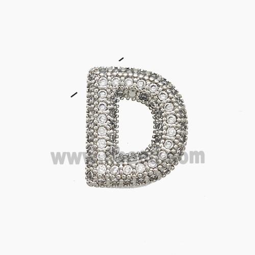 Copper letter Pendant Pave Zircon, Platinum Plated