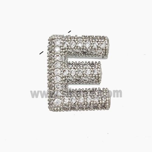 Copper letter Pendant Pave Zircon, Platinum Plated