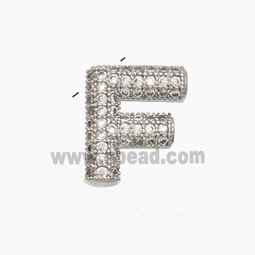 Copper letter Pendant Pave Zircon, Platinum Plated