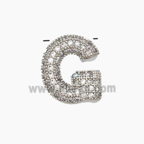 Copper letter Pendant Pave Zircon, Platinum Plated