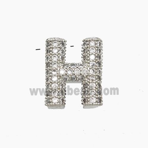 Copper letter Pendant Pave Zircon, Platinum Plated