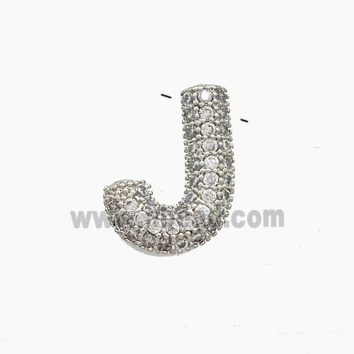 Copper letter Pendant Pave Zircon, Platinum Plated