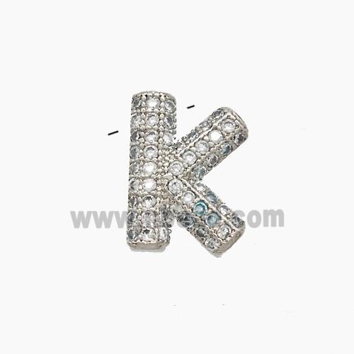 Copper letter Pendant Pave Zircon, Platinum Plated