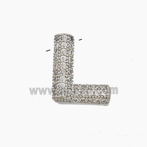 Copper letter Pendant Pave Zircon, Platinum Plated