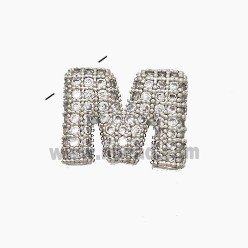 Copper letter Pendant Pave Zircon, Platinum Plated