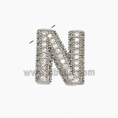 Copper letter Pendant Pave Zircon, Platinum Plated