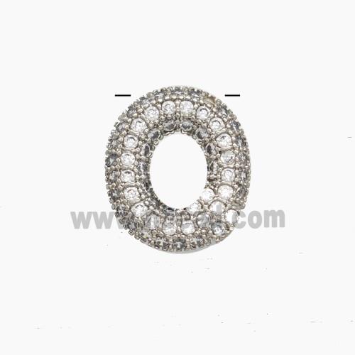 Copper letter Pendant Pave Zircon, Platinum Plated