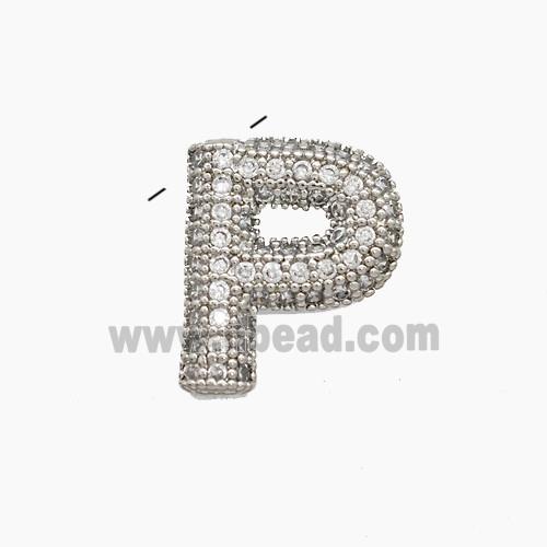 Copper letter Pendant Pave Zircon, Platinum Plated
