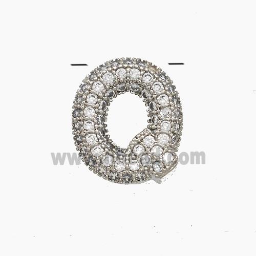 Copper letter Pendant Pave Zircon, Platinum Plated