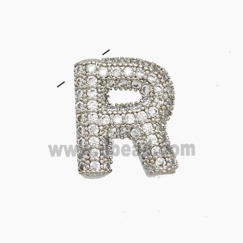Copper letter Pendant Pave Zircon, Platinum Plated