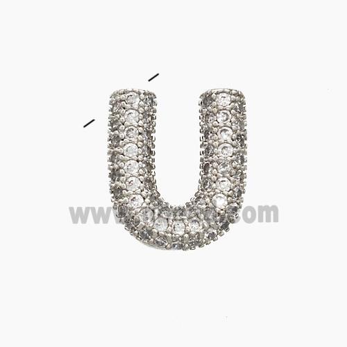 Copper letter Pendant Pave Zircon, Platinum Plated
