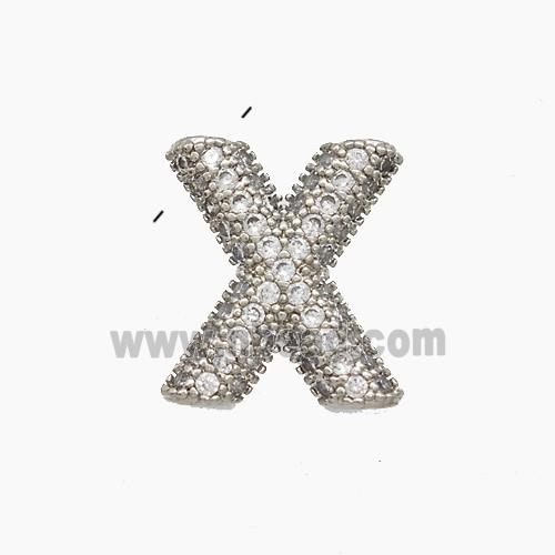 Copper letter Pendant Pave Zircon, Platinum Plated