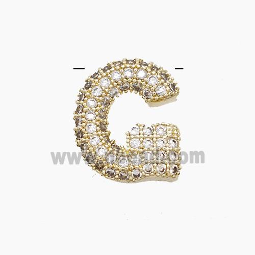 Copper letter Pendant Pave Zircon, Gold Plated