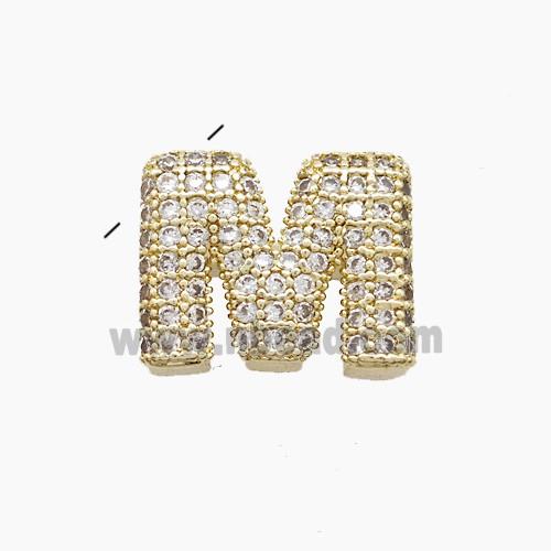 Copper letter Pendant Pave Zircon, Gold Plated