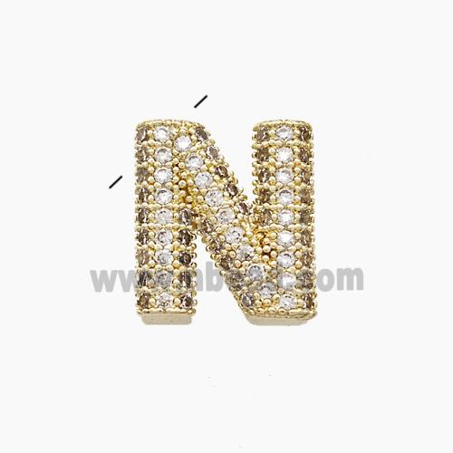 Copper letter Pendant Pave Zircon, Gold Plated