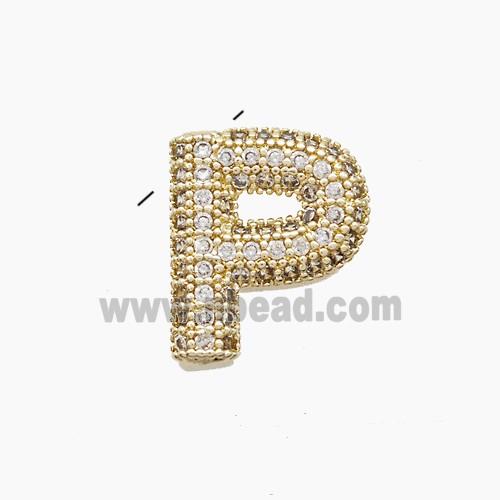 Copper letter Pendant Pave Zircon, Gold Plated