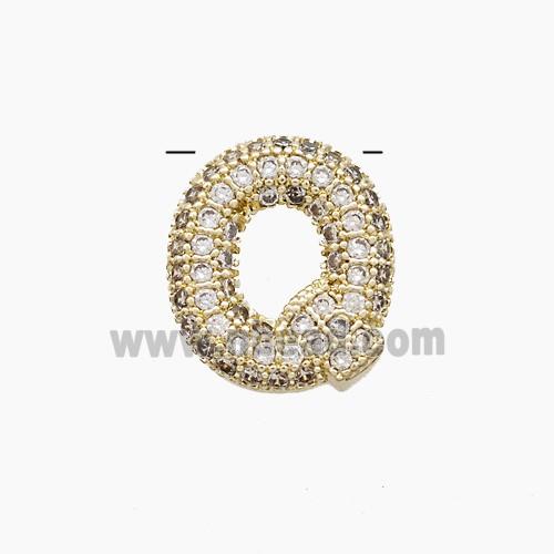 Copper letter Pendant Pave Zircon, Gold Plated