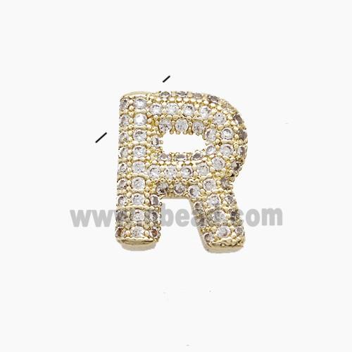 Copper letter Pendant Pave Zircon, Gold Plated