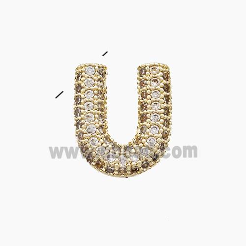 Copper letter Pendant Pave Zircon, Gold Plated