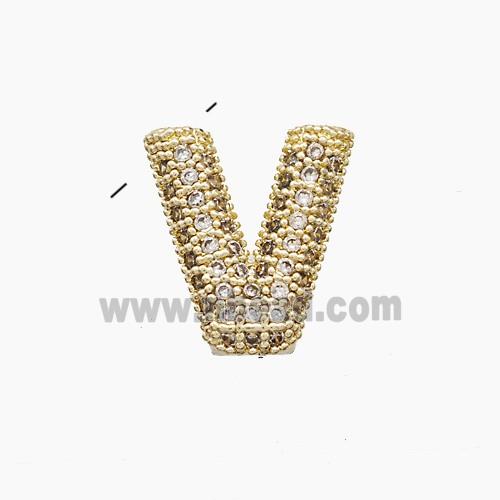 Copper letter Pendant Pave Zircon, Gold Plated