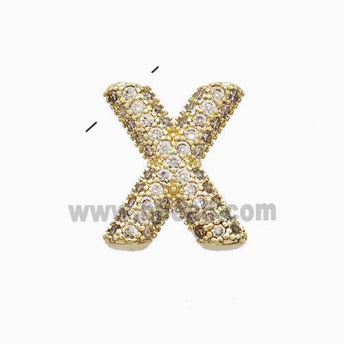 Copper letter Pendant Pave Zircon, Gold Plated