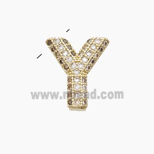 Copper letter Pendant Pave Zircon, Gold Plated