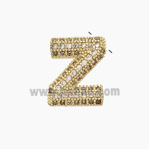 Copper letter Pendant Pave Zircon, Gold Plated