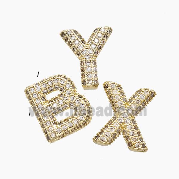 Copper letter Pendant Pave Zircon, Gold Plated