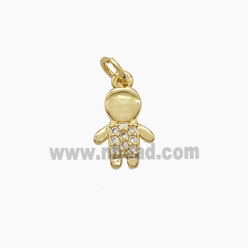 Copper Kids Boy Pendant Pave Zirconia 18K Gold Plated