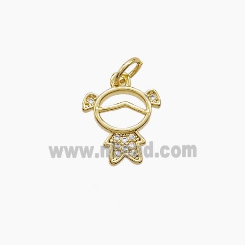 Copper Kids Girls Pendant Pave Zirconia 18K Gold Plated