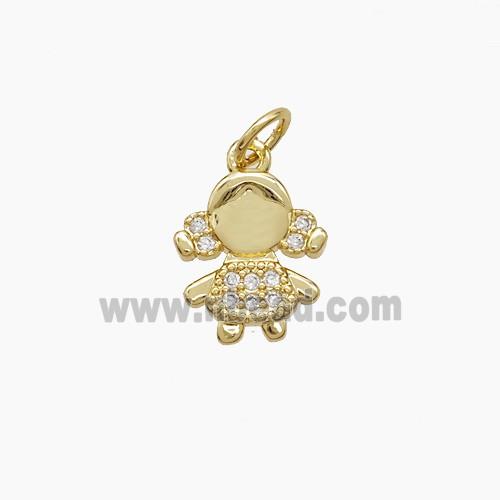 Copper Kids Girls Pendant Pave Zirconia 18K Gold Plated