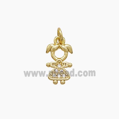 Copper Kids Girls Pendant Pave Zirconia 18K Gold Plated