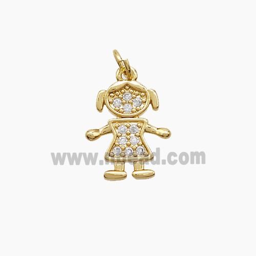 Copper Kids Girls Pendant Pave Zirconia 18K Gold Plated