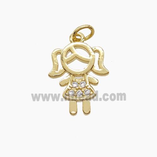 Copper Kids Girls Pendant Pave Zirconia 18K Gold Plated