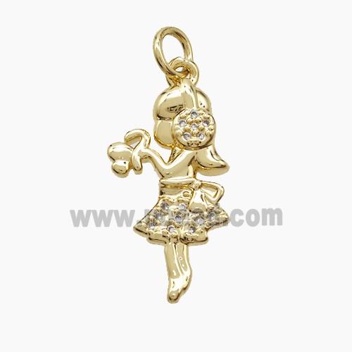 Copper Kids Girls Pendant Pave Zirconia 18K Gold Plated