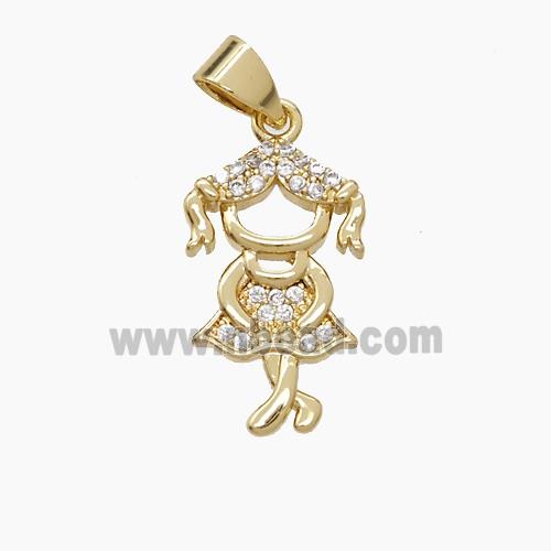 Copper Kids Girls Pendant Pave Zirconia 18K Gold Plated