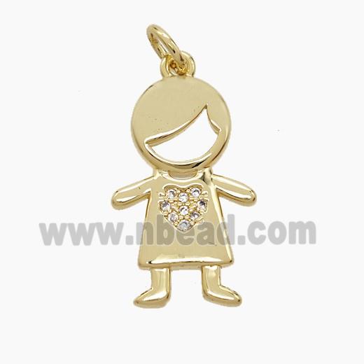 Copper Kids Girls Pendant Pave Zirconia 18K Gold Plated