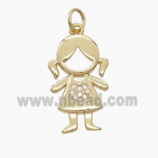 Copper Kids Girls Pendant Pave Zirconia 18K Gold Plated