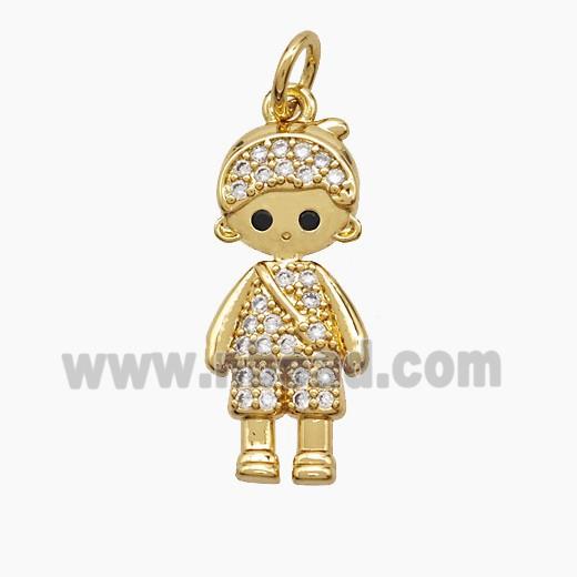 Copper Kids Boy Pendant Pave Zirconia 18K Gold Plated