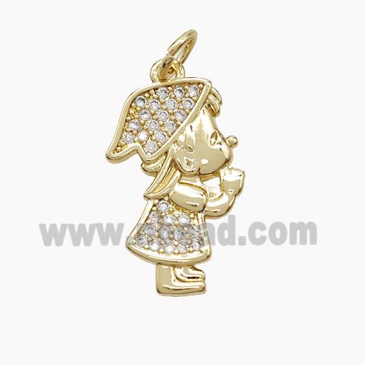 Copper Kids Boy Pendant Pave Zirconia 18K Gold Plated