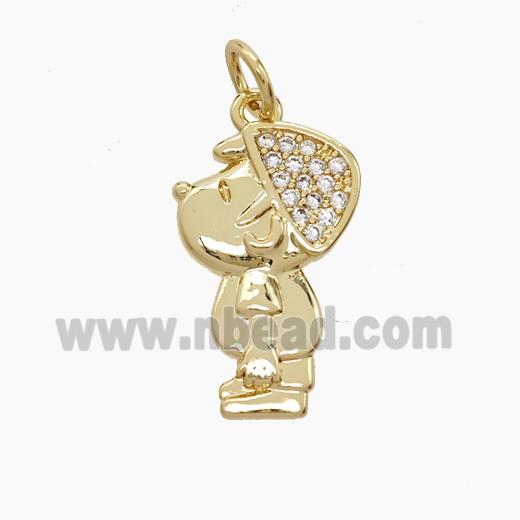 Copper Kids Boy Pendant Pave Zirconia 18K Gold Plated