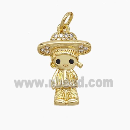 Copper Kids Girls Pendant Pave Zirconia 18K Gold Plated