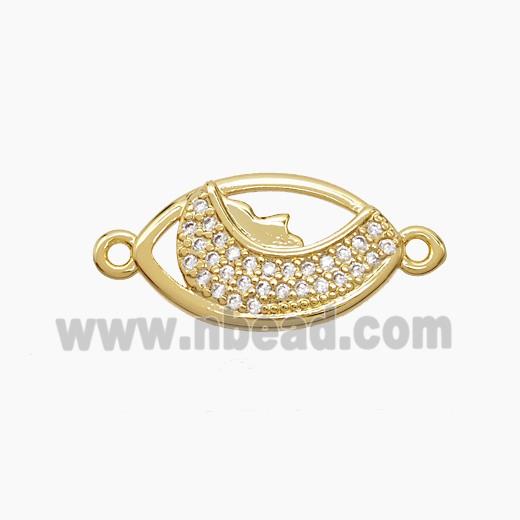 Copper Baby Connector Pave Zirconia Eye 18K Gold Plated
