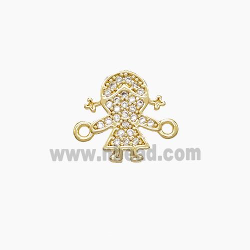 Copper Kids Girls Connector Pave Zirconia 18K Gold Plated