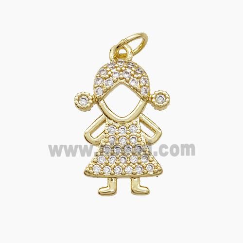 Copper Kids Girls Pendant Pave Zirconia 18K Gold Plated