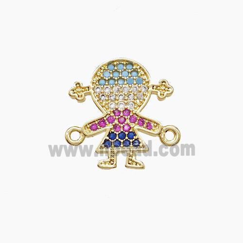 Copper Kids Girls Connector Pave Zirconia 18K Gold Plated
